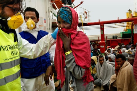 Eritrean refugees arrive in Sicily last November after being rescued from a smugglers’ boat off the coast of Libya