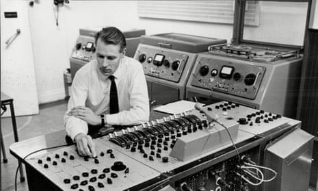 Record Producer George Martin in the studio. 
