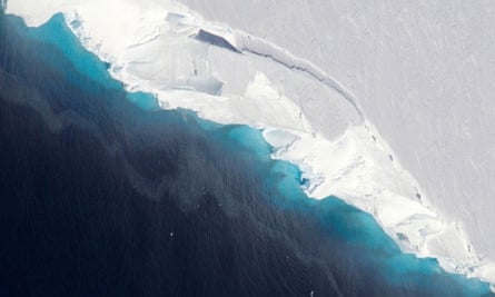 The Thwaites glacier in Antarctica, where ice is now melting on a massive scale.