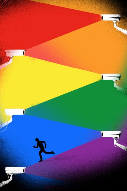 Illustration for Review cover story by Yuval Noah Harari about Stonewall at 50 and surveillance