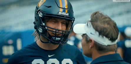 What winning charm … Glen Powell in Chad Powers.