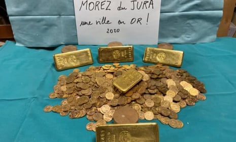 Part of the hoard of gold bars and coins discovered in Morez