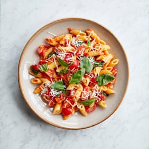 Rachel Roddy’s pasta con doppia salsa (double tomato sauce) with penne.
