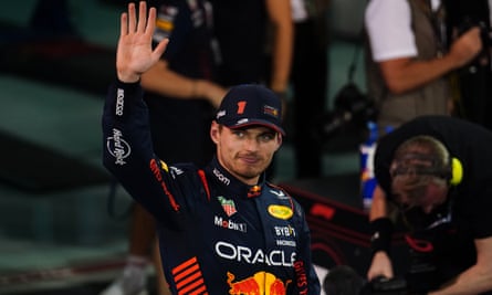 Max Verstappen waves to the crowd in Bahrain after sealing pole position