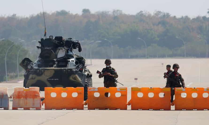 A military checkpoint in Naypyitaw, Myanmar