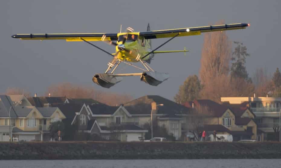 The world’s first electric commercial during its maiden flight in Richmond, British Columbia