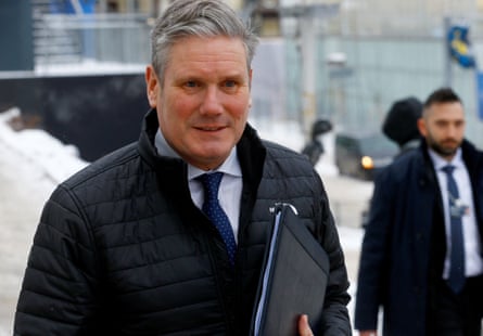 Keir Starmer outside in the snow at Davos