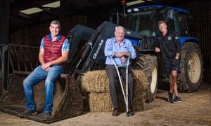 Richard Baxter (left), John Baxter (centre) and Rob Baxter on their farm in Devon.