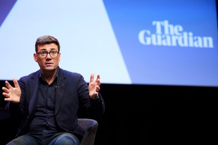 Andy Burnham during a conversation with the Guardian’s editor, Kath Viner, at the Labour party conference in Liverpool, September 2022.