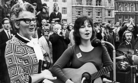 Mary Whitehouse (left) with Judy Mackenzie at the Festival of Light rally in 1971, protesting against ‘moral pollution’.