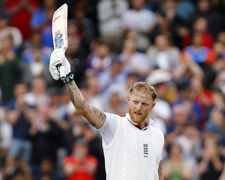 Ben Stokes salutes on making his century