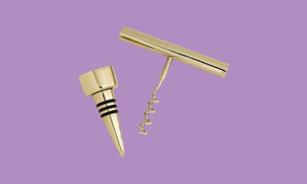 Gold-tone corkscrew and stopper