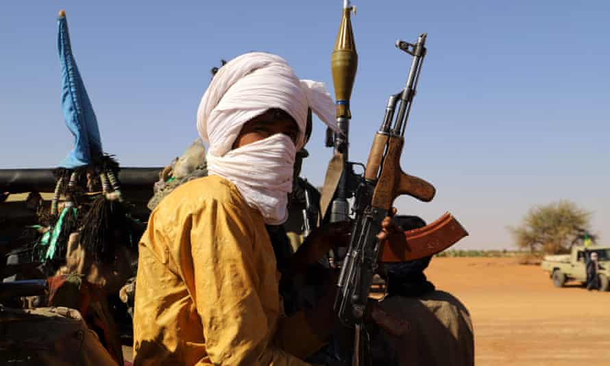 Fighters from a local armed group in the town of Menaka, Mal, a centre of Islamic State activity in the Sahel region