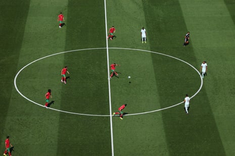 General view of the action as Morocco kicks off
