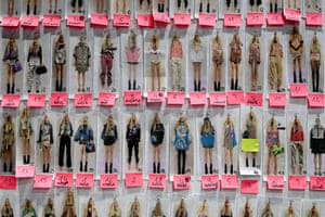 Madrid, Spain. Pictures of models are displayed on a board backstage before the presentation of the Spanish designer Andrés Sardá’s autumn/winter 2021-22 collection during the Mercedes Benz fashion week