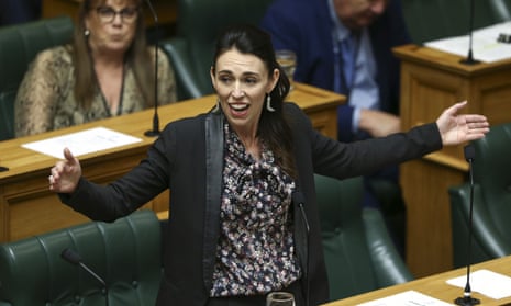 Prime Minister Jacinda Ardern speaks in the house during the third reading of the The Zero Carbon bill 