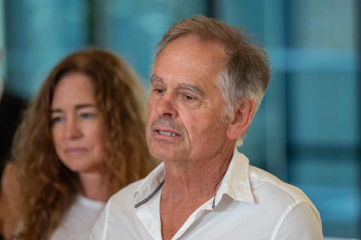 Phil Haines, husband of Helen Haines, speaks at a press conference at the Alfred hospital in Melbourne