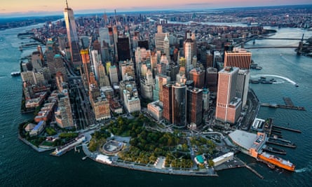 New York City, Aerial view of downtown district