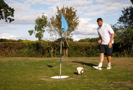Ben Clarke at the London Footgolf Centre in Barnet.