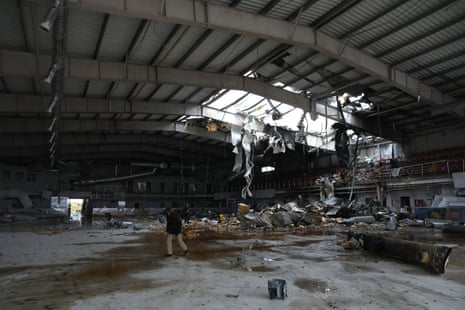 The ice arena destroyed by a missile strike in Druzhkivka earlier this week.
