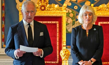 King Charles III with Camilla, Queen Consort, at Hillsborough Castle, near Belfast