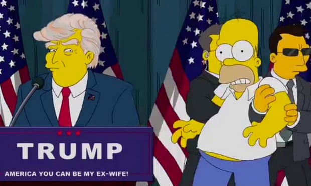 Homer is dragged away by security guards from a Trump rally in a separate animation released in July.