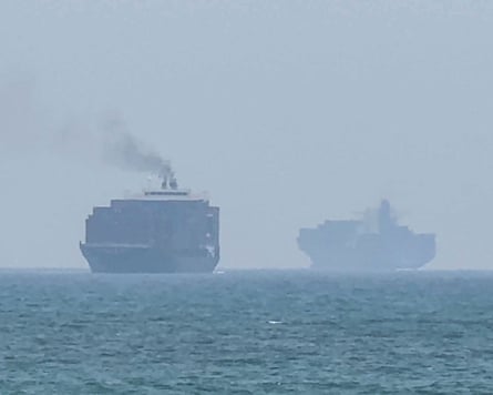 Cargo ships in the sea