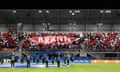 Brann supporters at the home leg of the Women’s Champions League quarter-final against Barcelona.