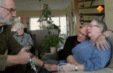 Hannie Goudriaan (right) in a documentary about euthanasia shown on Dutch TV in 2016.