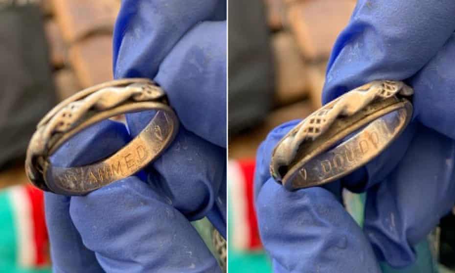 Rings in a rucksack belonging to Algerian couple Ahmed and Doudou that was found in the Mediterranean by the NGO Open Arms in Italy.
