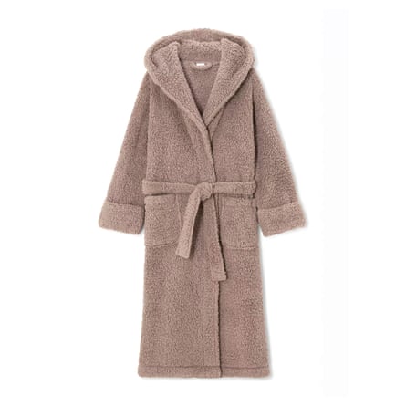 John Lewis Lux Borg Hooded Dressing Gown, Caramel