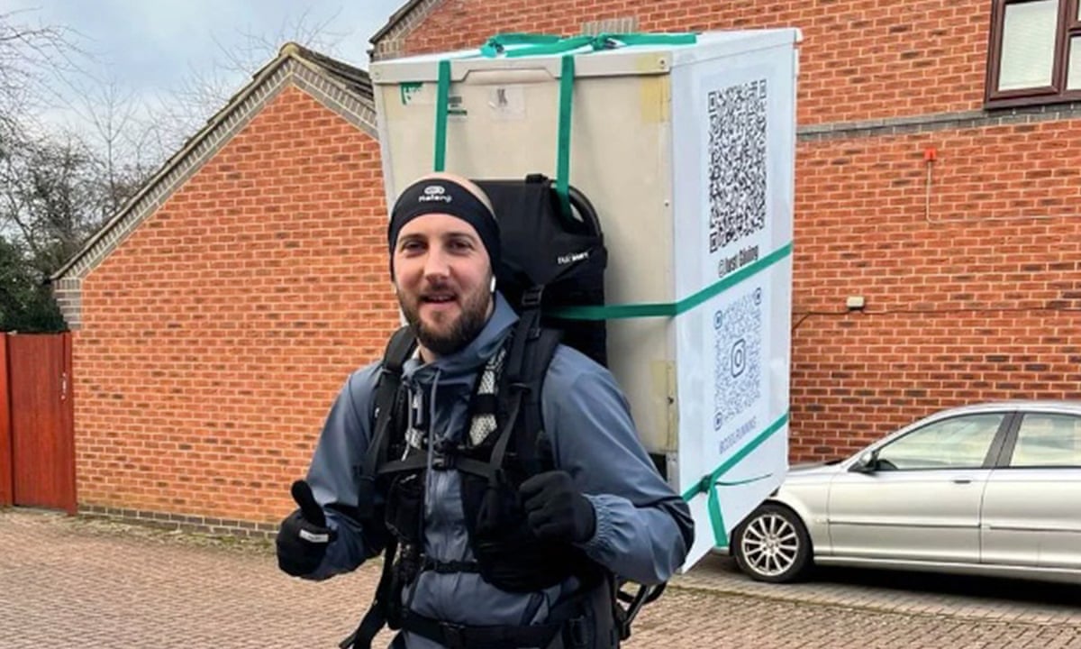 Cold case: police stop London Marathon runner training with fridge on back  | Hertfordshire | The Guardian