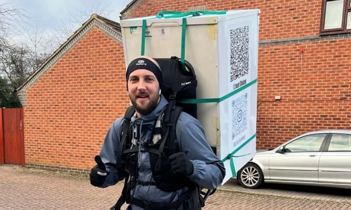 Cold case: police stop London Marathon runner training with fridge on back  | Hertfordshire | The Guardian