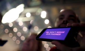 A protester at a rally in support of Apple’s refusal to help the FBI access the cell phone of the San Bernardino gunman.