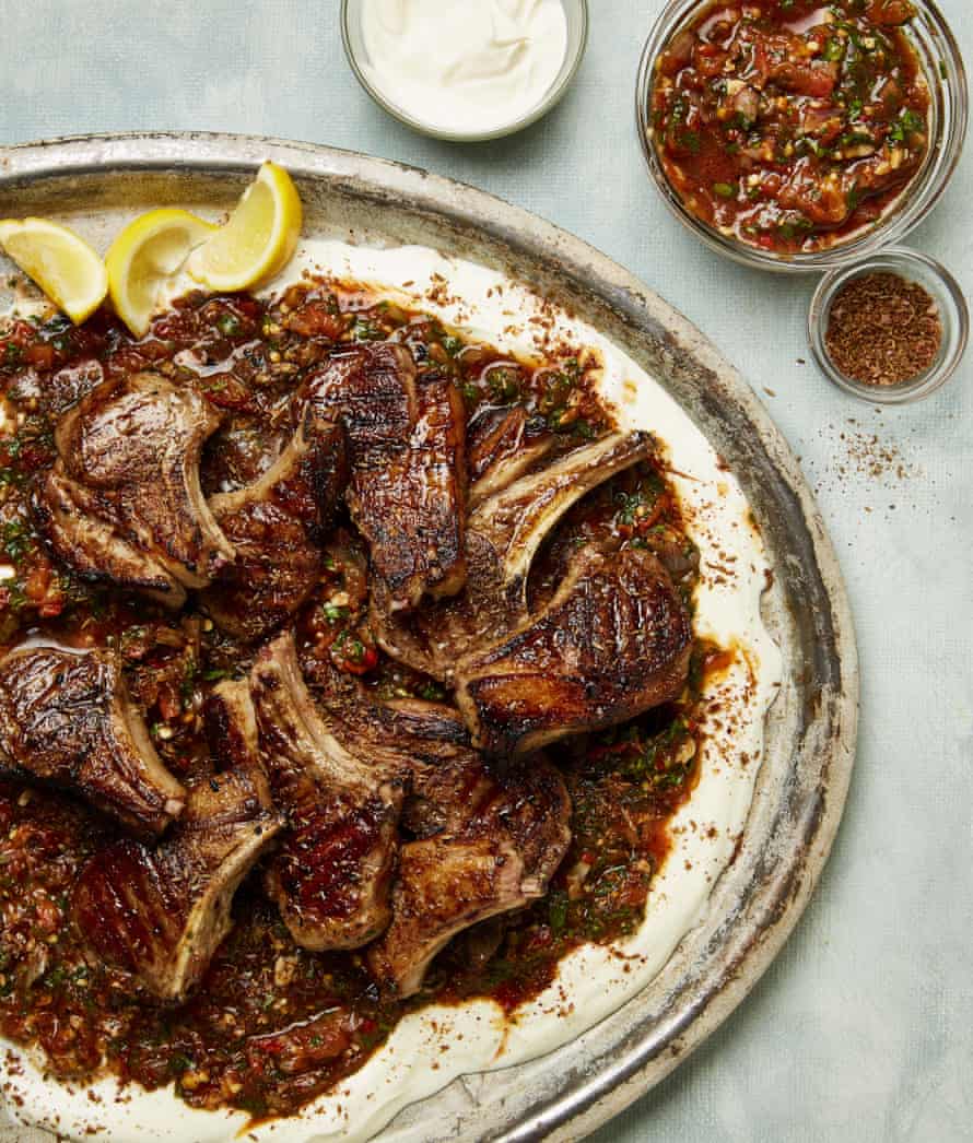 Yotam Ottolenghi’s grilled lamb chops with ezme, yoghurt and cumin salt.