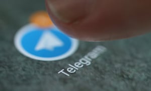 Telegram app logo on smartphone