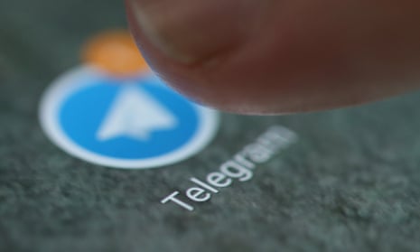 Telegram app logo on  smartphone