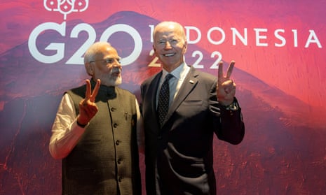 Joe Biden and Narendra Modi at the G20 summit in Indonesia in November 2022. 