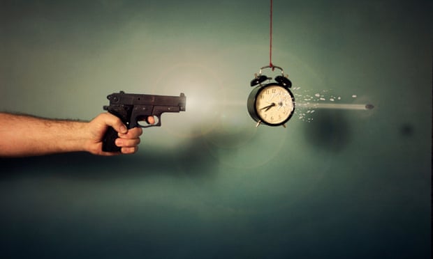 Gun and slow-motion bullet