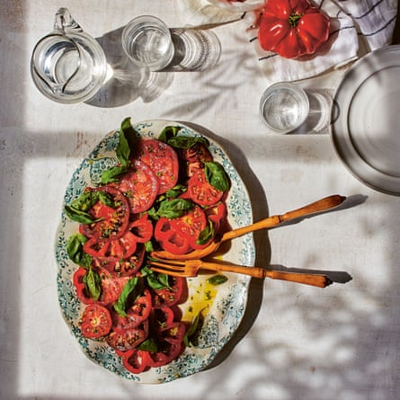 Simple tomato salad, basil.
