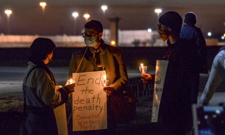 A protest against the execution of Brandon Bernard, who was put to death by lethal injection in Indiana Thursday.