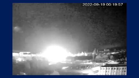 Footage released by Ukraine purports to show shelling at nuclear plant in Pivdennoukrainsk – video