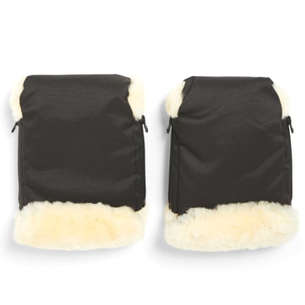 John Lewis Natural Lambskin Lined Mitts, Black