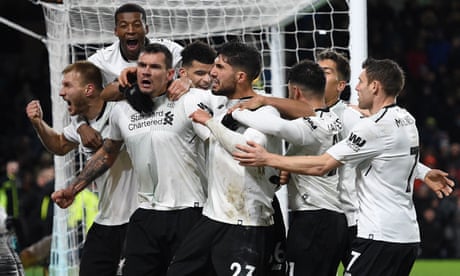 Ragnar Klavan’s injury-time goal clinches dramatic Liverpool victory