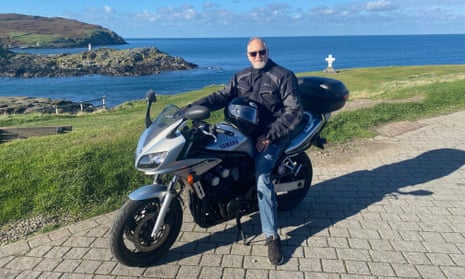 Ron Williams on his motorbike on the Isle of Man.