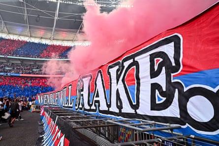 A Crystal Palace banner at the FA Cup final at Wembley in May.