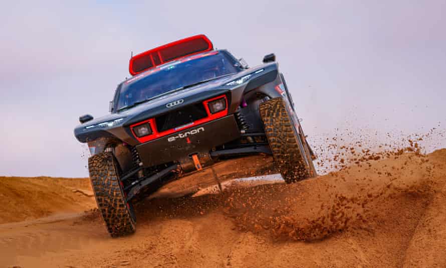 Team Audi Sport driver Carlos Sainz (left) and co-driver Lucas Cruz in action on Stage 2