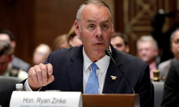 Interior Secretary Ryan Zinke testifies before a Senate subcommittee hearing in Washington, on 10 May 2018. 