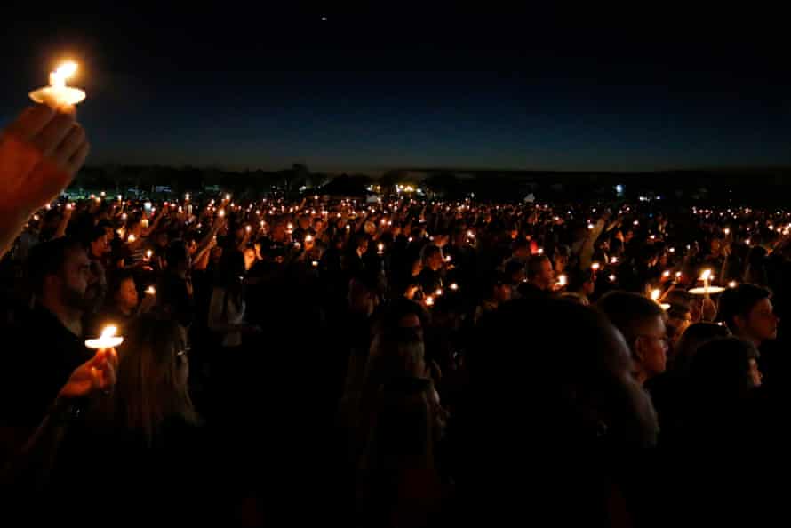 A candlelight vigil for the shooting victims in Parkland.
