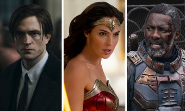 Trailer tracks ... Robert Pattinson in The Batman, Gal Gadot in Wonder Woman 1984, and Idris Elba in The Suicide Squad.
